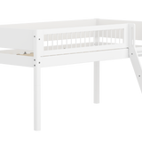 Hochbett 120 cm mit Leiter und Absturzsicherung, 90x200 cm, Weiß