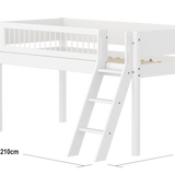 Hochbett 120 cm mit Leiter und Absturzsicherung, 90x200 cm, Weiß