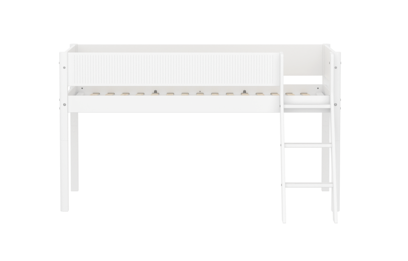 WHITE Halfhoogslaper, Schuine ladder, 90x200 cm, Wit