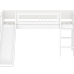 High Bed 120 cm with Slide, Ladder and Safety Rail, 90x200 cm, White MID_HIGH-BED midslp-slide-200x90-str-ladder-crossbars-f-wht  flexa-com.myshopify.com