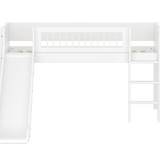 High Bed 120 cm with Slide, Ladder and Safety Rail, 90x200 cm, White MID_HIGH-BED midslp-slide-200x90-str-ladder-crossbars-f-wht  flexa-com.myshopify.com
