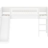 Spielbett 120 cm mit Rutsche, Leiter und Absturzsicherung, 90x200 cm, Weiß