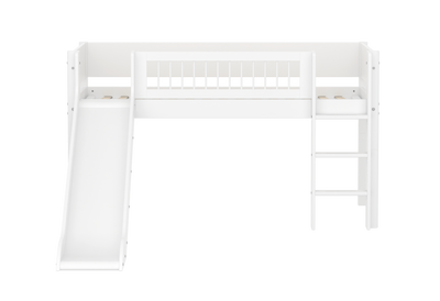 Mid-high bed w. straight ladder and slide