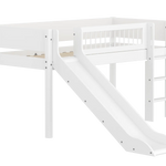 High Bed 120 cm with Slide, Ladder and Safety Rail, 90x200 cm, White MID_HIGH-BED midslp-slide-200x90-str-ladder-crossbars-f-wht  flexa-com.myshopify.com