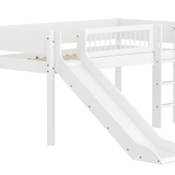 High Bed 120 cm with Slide, Ladder and Safety Rail, 90x200 cm, White MID_HIGH-BED midslp-slide-200x90-str-ladder-crossbars-f-wht  flexa-com.myshopify.com