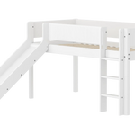High Bed 120 cm with Slide, Ladder and Safety Rail, 90x200 cm, White MID_HIGH-BED midslp-slide-200x90-str-ladder-grooves-f-wht  flexa-com.myshopify.com