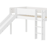 High Bed 120 cm with Slide, Ladder and Safety Rail, 90x200 cm, White MID_HIGH-BED midslp-slide-200x90-str-ladder-grooves-f-wht  flexa-com.myshopify.com