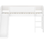 High Bed 120 cm with Slide, Ladder and Safety Rail, 90x200 cm, White MID_HIGH-BED midslp-slide-200x90-str-ladder-grooves-f-wht  flexa-com.myshopify.com