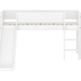 High Bed 120 cm with Slide, Ladder and Safety Rail, 90x200 cm, White MID_HIGH-BED midslp-slide-200x90-str-ladder-grooves-f-wht  flexa-com.myshopify.com