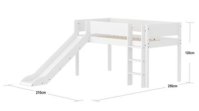 Mid-high bed w. straight ladder and slide