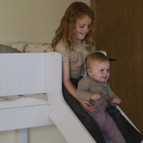 Hoogslaper 120 cm met glijbaan, ladder en veiligheidsrek, 90x200 cm, Wit