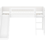 High Bed 120 cm with Slide, Ladder and Safety Rail, 90x200 cm, White MID_HIGH-BED midslp-slide-200x90-sl-ladder-crossbars-f-wht  flexa-com.myshopify.com