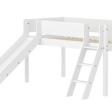 High Bed 120 cm with Slide, Ladder and Safety Rail, 90x200 cm, White MID_HIGH-BED midslp-slide-200x90-sl-ladder-grooves-f-wht  flexa-com.myshopify.com