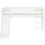 High Bed 120 cm with Slide, Ladder and Safety Rail, 90x200 cm, White MID_HIGH-BED midslp-slide-200x90-sl-ladder-grooves-f-wht  flexa-com.myshopify.com