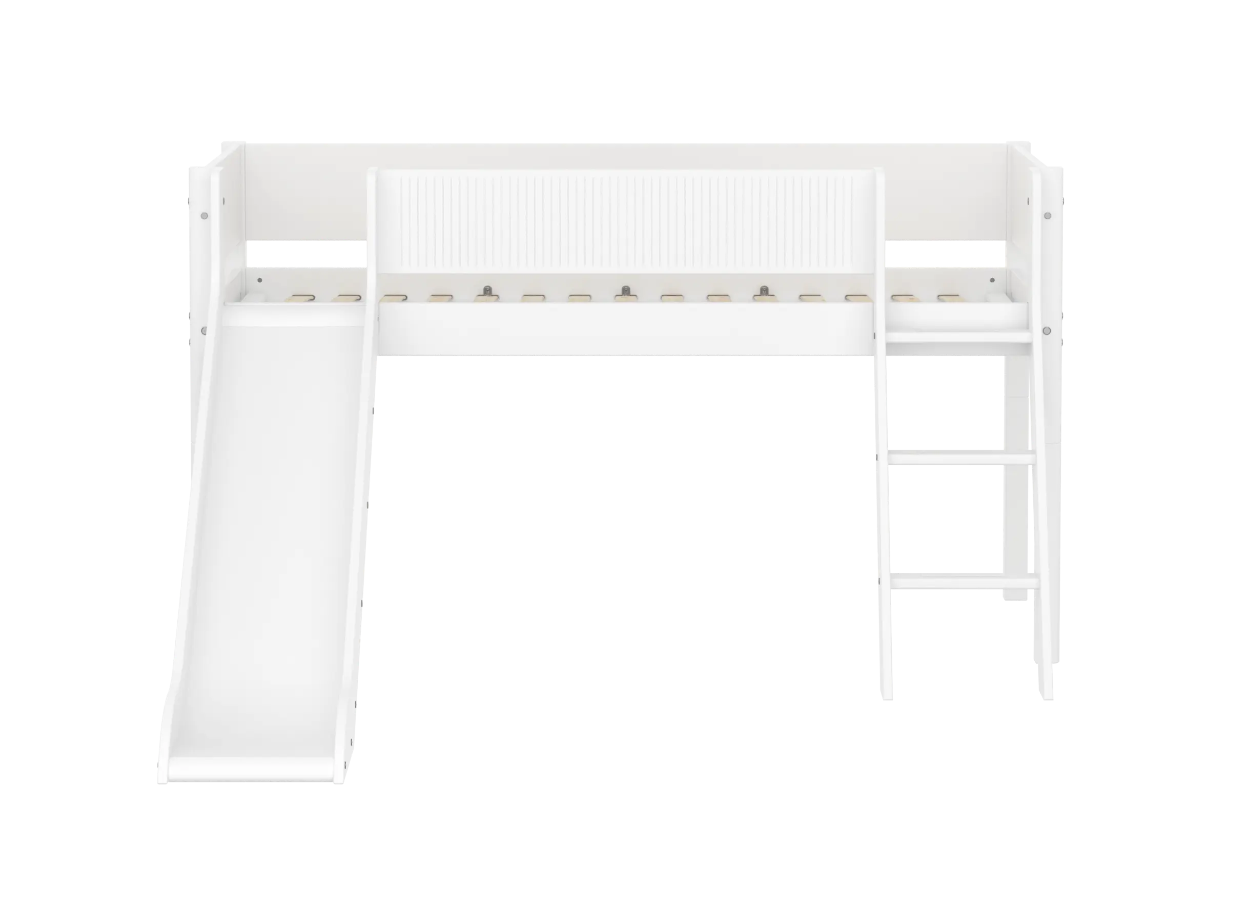High Bed 120 cm with Slide, Ladder and Safety Rail, 90x200 cm, White MID_HIGH-BED midslp-slide-200x90-sl-ladder-grooves-f-wht  flexa-com.myshopify.com