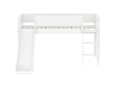 Mid-high bed w. slanting ladder and slide