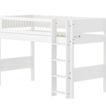 High Bed 143 cm with Ladder and Safety Rail, 90x200 cm, White SEMI_HIGH-BED semi-highsleeper-200x90-f-wht-str-ladder-crossbars  flexa-com.myshopify.com