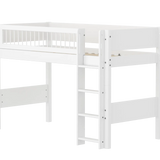 High Bed 143 cm with Ladder and Safety Rail, 90x200 cm, White SEMI_HIGH-BED semi-highsleeper-200x90-f-wht-str-ladder-crossbars  flexa-com.myshopify.com