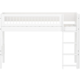 High Bed 143 cm with Ladder and Safety Rail, 90x200 cm, White SEMI_HIGH-BED semi-highsleeper-200x90-f-wht-str-ladder-crossbars  flexa-com.myshopify.com