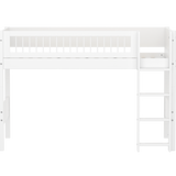 Semi-high Bed with Ladder and Safety Rail, 90x200 cm, White