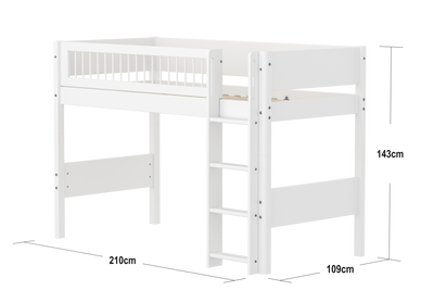 Semi-high bed w. straight ladder