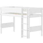 High Bed 143 cm with Ladder and Safety Rail, 90x200 cm, White SEMI_HIGH-BED semi-highsleeper-200x90-f-wht-str-ladder-grooves  flexa-com.myshopify.com