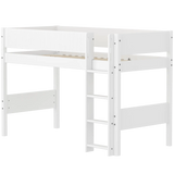 High Bed 143 cm with Ladder and Safety Rail, 90x200 cm, White SEMI_HIGH-BED semi-highsleeper-200x90-f-wht-str-ladder-grooves  flexa-com.myshopify.com