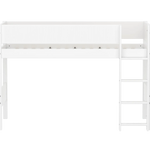 High Bed 143 cm with Ladder and Safety Rail, 90x200 cm, White SEMI_HIGH-BED semi-highsleeper-200x90-f-wht-str-ladder-grooves  flexa-com.myshopify.com