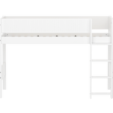 Semi-high Bed with Ladder and Safety Rail, 90x200 cm, White