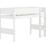 High Bed 143 cm with Ladder and Safety Rail, 90x200 cm, White SEMI_HIGH-BED semi-highsleeper-200x90-f-wht-str-ladder-grooves  flexa-com.myshopify.com