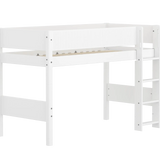 High Bed 143 cm with Ladder and Safety Rail, 90x200 cm, White SEMI_HIGH-BED semi-highsleeper-200x90-f-wht-str-ladder-grooves  flexa-com.myshopify.com