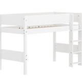 Semi-high Bed with Ladder and Safety Rail, 90x200 cm, White