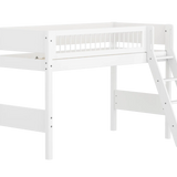 High Bed 143 cm with Ladder and Safety Rail, 90x200 cm, White SEMI_HIGH-BED semi-highsleeper-200x90-f-wht-sl-ladder-crossbars  flexa-com.myshopify.com