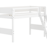 Hochbett 143 cm mit Leiter und Absturzsicherung, 90x200 cm, Weiß