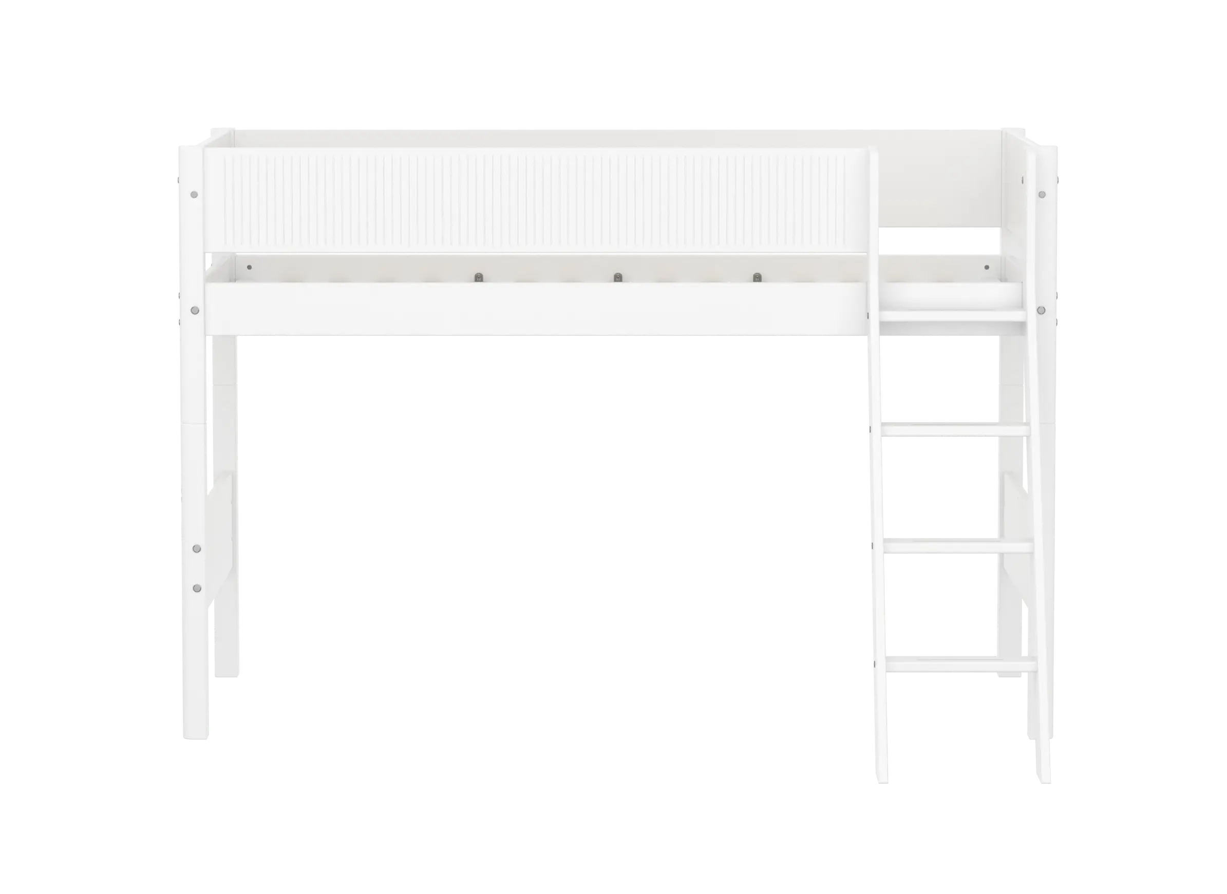 High Bed 143 cm with Ladder and Safety Rail, 90x200 cm, White SEMI_HIGH-BED semi-highsleeper-200x90-f-wht-sl-ladder-grooves  flexa-com.myshopify.com