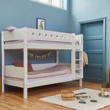 Bunk Bed with Ladder and Safety Rail, 90x200 cm, White