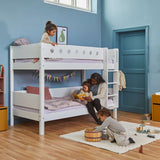 Bunk Bed with Ladder and Safety Rail, 90x200 cm, White