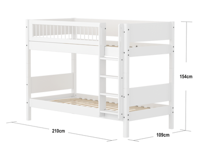 Bunk Bed with Safety Rails and Straight Ladder, 90x200 cm, White