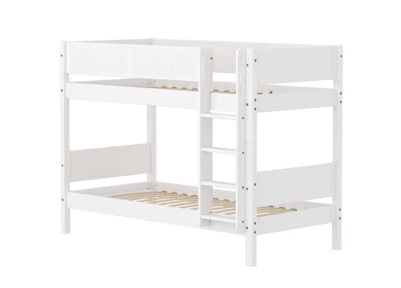 Bunk Bed with Safety Rails and Straight Ladder, 90x200 cm, White