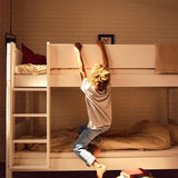Bunk Bed with Ladder and Safety Rail, 90x200 cm, White