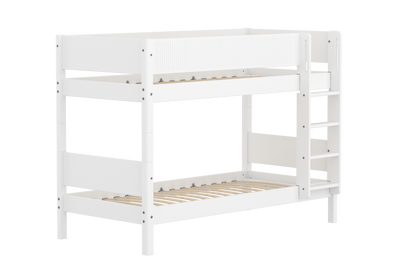 Bunk Bed with Safety Rails and Straight Ladder, 90x200 cm, White