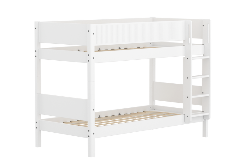 Bunk Bed with Safety Rails and Straight Ladder, 90x200 cm, White