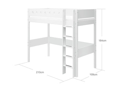 WHITE Lit Mezzanine, 90x200 cm, Blanc