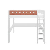 High Bed with Ladder and Safety Rail, 90x200 cm, White