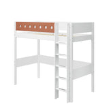 High Bed with Ladder and Safety Rail, 90x200 cm, White