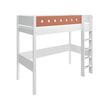 High Bed with Ladder and Safety Rail, 90x200 cm, White