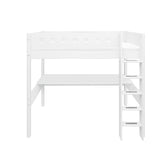 Casa High Bed with Desk, Sofa, Ladder and Safety Rail, 90x200 cm, White