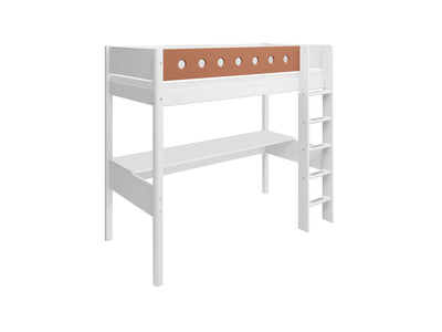 High bed w. straight ladder and desk