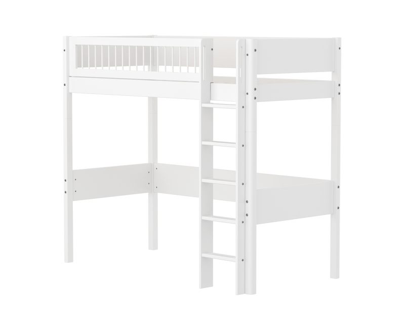 WHITE Hochbett mit Sprossen, 90x200 cm, Weiss