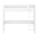 High Bed with Ladder and Safety Rail, 90x200 cm, White